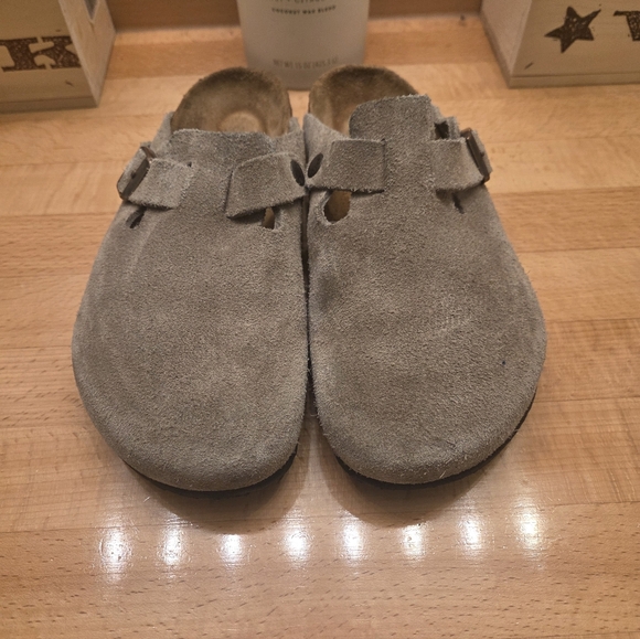 Birkenstock Boston Suede Leather Clogs Taupe Unisex Size EU 39 - Picture 2 of 10